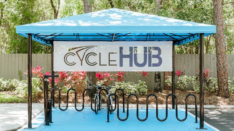 Cycle Hub with Covered Storage and Repair Station