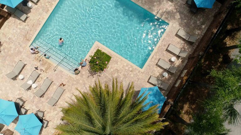 Overhead View of Sparkling Pool